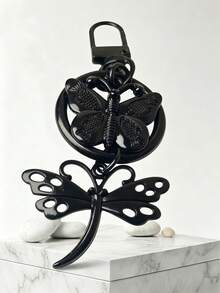 1pc Gothic Black Butterfly Keychain Y2K Millennium Style Hollow Key Ring Punk Style Bag Charm, Suitable For Wallet, Backpack, And Car Key Accessories - Black - View 5