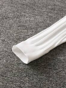 Boys' Preppy Solid Color Striped Stand Collar Sweater Long Sleeve Knit Pullover, Suitable For School Daily Casual Wear In Spring, Autumn, Winter - White - View 5