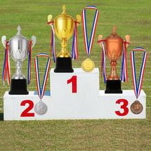 Award Trophy 16.5 Inch Large Winner Trophy Cup And Award Medal With Ribbon For  And Adults For Sports, Competitions, Tournaments (Silver) - Silver - View 7
