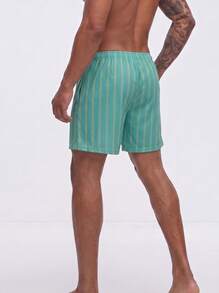 4pcs/Set Men's Striped & Printed Airy Shorts, Lightweight Breathable Casual Lounge Pajama Shorts, Elastic Waist, Multi-Color Combination Set, Summer - Multicolor - View 3
