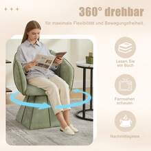 Single Rotating Chair With Chenille Fabric, Olive Green - For Living Room Or Bedroom - 橄欖 - 查看 4