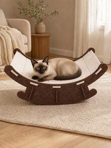1pc Felt Cat Scratching Board, Rocking Design, 2-In-1 Curved Cat Scratching Resting Chair, Suitable For Indoor Cats And Kittens - one-size - View 8