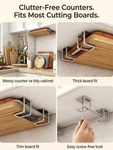 1/3/6/10pcs High Quality Under Cabinet Cutting Board Rack And Space-Saving Kitchen Storage Rack, Fashionable And Practical Iron Rack, Keep Countertop Neat And Organized, Easy Access, Essential Kitchen Utensils And Home Necessities - View 5