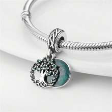 1pc Silver-Plated Lucky Four-Leaf Clover Tree Of Life Bead, Horseshoe, Heart Tree, Infinity Symbol Multiple Styles, Inlaid With Emerald Green Zirconia And Green Enamel, Suitable For Bracelet Necklace DIY, Symbolizing Peace And Good Luck Gift Accessory - Multicolor - View 2