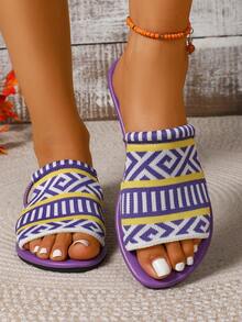 Women's Artistic Sandals 2024 New Summer Vintage Versatile Flat Roman Sandals Comfortable - Purple - View 5