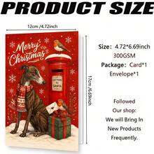 1 Greeting Card + 1 Envelope Cozy Festive Christmas Card Featuring A Dog And Birds With Letters To Post Merry Christmas For Friends Winter Art Style Greeting Card - Yellow Envelope - View 3