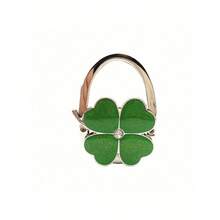 1pc Elegant Four-Leaf Clover White Design Foldable Handbag Hook - Fashionable Aluminum Alloy Wallet Table Hook, Decorated With Heart-Shaped Flower, Portable Metal Purse Stand, Suitable For Fashion Accessory Enthusiasts - Multicolor - View 19
