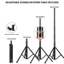 UEGOGO 10-Inch Ring Light (With Adjustable Tripod And Ball Head) - Portable LED Lighting Kit, Equipped With Phone Holder; Suitable For Makeup, Selfie, Video Call, Live Streaming, Photography And Social Media Content Creation. Perfect As A Holiday Gift. - Black - View 2