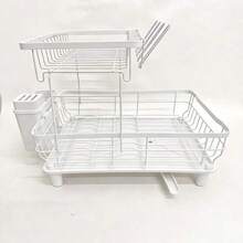 2-Tier Multifunctional Kitchen Dish Drying Rack, For Draining, Organizing And Storing Bowls, Chopsticks, Cups, Plates, Knives, Forks And Other Tableware, Suitable For Home Kitchen Countertop Storage - Multicolor - View 10