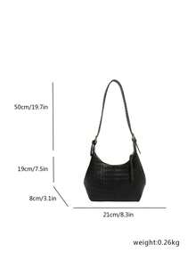 High-End Black Woven Texture Women's Tote Bag, Large Capacity, Adjustable Shoulder Strap, Shoulder, Commute, Large Size - Black - View 9