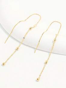 SYMFNY 1 Pair 925 Sterling Silver Tassel Earrings, Versatile Accessory Suitable For Daily Wear, Party And Vacation, Great Gift Choice For Mother's Day - Yellow Gold - View 4