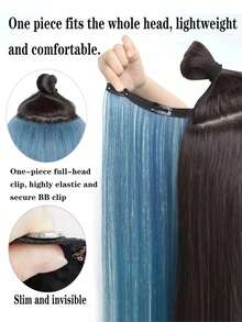 3pcs Women's Synthetic Long Straight Rainbow Hair Extensions, Halloween Dual-Tone Highlight Invisible Hair Pieces, Clip-In Hair Extensions, Ear-Hanging Hair Pieces, Highlight Hair Extensions, One-Piece Dopamine Colorful Gradient Hair Extensions, Seamless Volume Hair Extensions - Multicolor - View 4
