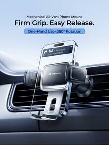 REMAX Stable & Anti-Shake Car Vent Phone Holder, Mechanical Memory Grip, One-Hand Use, Fits 4-7.2",Car Accessories, Car Essentials, Car Stuff - Black - View 2