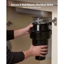 Food Waste Garbage Disposal, 1HP 3700RPM DC Motor, Continuous Feed Kitchen Sink Garbage Disposer, 3-Bolt Mount Food Waste Grinding System With Splash Guard & Power Cord For Kitchens - 1HP - View 5