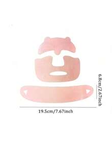 1 Set Cat Ear Silicone Mesh Face Patches, High Elasticity Zoned Line Design, Anti-Slip Pink Facial Support Stickers, Wash-Free Reusable, Suitable For Day And Night Daily Casual Use, Face Mask - Multicolor - View 6