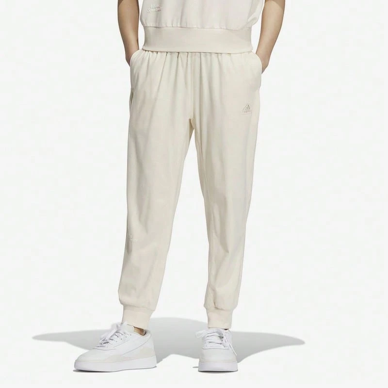 Adidas Women's Sports Casual Knit Comfortable Loose Breathable Jogger Pants - White - View 1