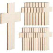 Wooden Cross Ornaments 10Pack – Unfinished Blank Tags For Craft Projects Creative Decorations & Art Supplies - Default - View 4