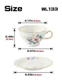 1pc Elegant Large Cup & Saucer Set, Floral Pattern Design, Suitable For Home, Restaurant, Cafe, Club Use - Multicolor - View 4