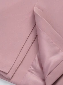 Old Money 風格女款寬鬆純色雙排扣翻領休閒西裝外套，極簡時尚，適合春、秋、冬季 - 鳳仙粉紅色 - 查看 6