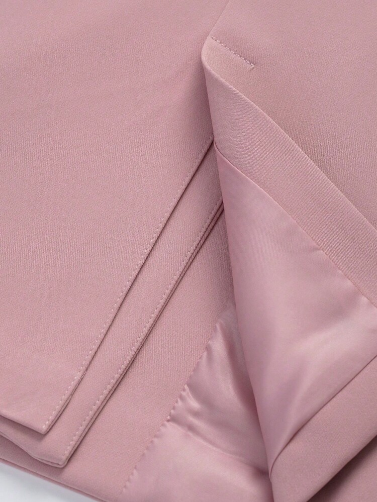 Old Money Loose Fit Women's Solid Color Double-Breasted Lapel Casual Blazer, Minimalist Fashion Suitable For Spring, Autumn And Winter - Balsam Pink - View 6