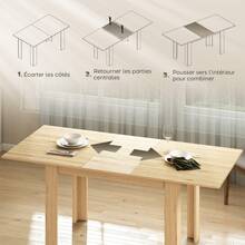 Mesa de comedor extensible, mesa de cocina rectangular, para 6-8 personas, 140-180 x 80 cm, efecto madera natural. - Multicolor - Ver 7