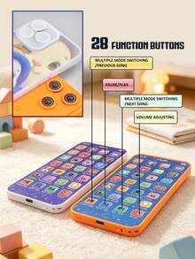 1pc Kids Early Education Puzzle Play Phone,28 Buttons Voice Music Word Learning Toy With Sound Light Effects,Birthday Holiday Gift For Boys Girls - Multicolor - View 11