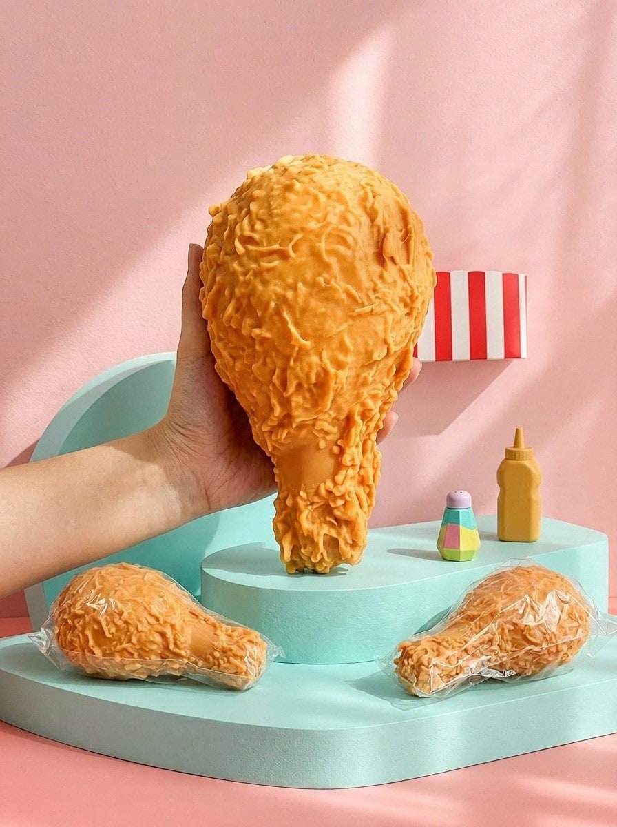1PC Realistic Fried Chicken Leg Squishy Slow Rebound Stress Relief Toy Creative Venting Gadget Suitable For Children And Adults Relaxation Toy Prank Toy Party Favor, Classroom Prize, Gift Bag Filler Birthday, Holiday Gift