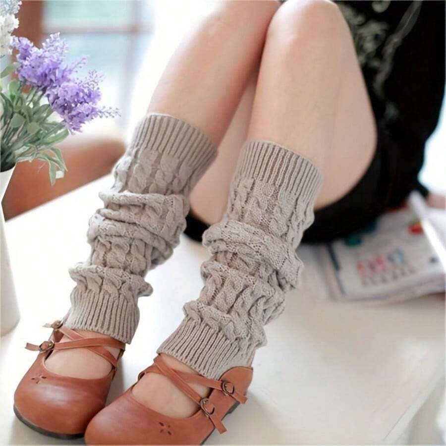1 Pair Women's Stirrup Leg Warmers, Slouchy College Style, Versatile Spring/Autumn/Winter Fashion Knitted Minimalist - Multicolor - View 1