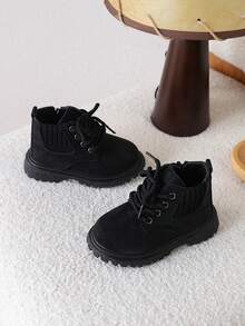 1 Pair New Style Children's Soft Sole Boots, Comfortable And Stylish For Boys - Black - View 1