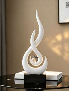 1pc Flame Statue Ornament, 11.8 Inch Abstract Resin Sculpture, Suitable As Modern Home Decor, Minimalist Artwork, Bookshelf, Coffee Table Or Dining Table Centerpiece. 4 Colors Available (No Electricity Required) - Classic Style - View 9
