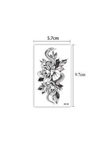 30pcs Black Sketch Waterproof Tattoo Stickers, Flower,Flower Snake Small Patterns Temporary Tattoo Stickers For Woman And Men Hands, Body Decor - Black - View 8