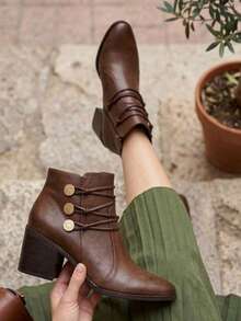 Women Ankle Boots & Booties - 咖啡棕 - 查看 2