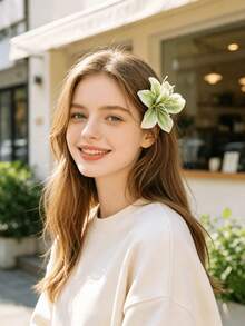 1pc Handmade Petal Fashion High-End Hair Clip - 66253 Green - View 2