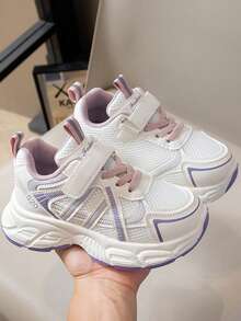 1 Pair Children's Soft Sole Anti-Slip Fashion Casual Breathable Thick Bottom Sports Shoes, Suitable For Spring And Autumn Wear - Purple - View 5