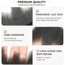 Fake Beard& Mustache, Men's Realistic Invisible Lace False Facial Hair | 100% Human Hair, Hand-Tied On Breathable Lace. Natural Facial Hair For Cosplay, Theater & Daily - Multicolor - View 3