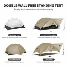 Naturehike Mongar UL 1-2 Person Ultralight Hiking Tent, Outdoor Camping 3-Season Tent, Windproof And Waterproof - Moon Rock Sand - View 4