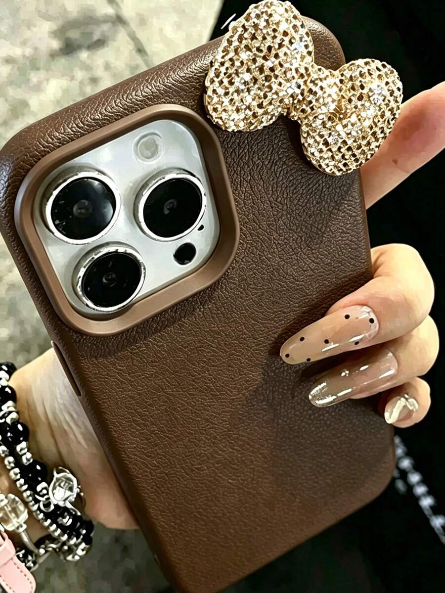 1pc Pink Personalized Full Coverage TPU Shockproof Phone Case Compatible With Apple 17 16 15 14 13 12 11 Pro Max - Brown - View 1