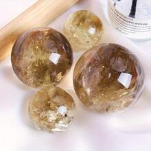 1pc Stunning Natural Rainbow Smoky Citrine Quartz Crystal Sphere - Graduation Gift, Perfect Holiday Gift -Crystal Decor -Crystal Ornaments - Multicolor - View 6