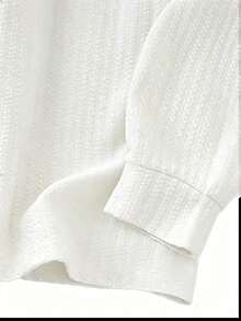 Men's American Textured Long Sleeve T-Shirt 2026 Spring/Autumn New Solid Color Casual Couple Versatile Loose Elastic V-Neck Undershirt Top - White - View 5