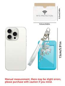Cute Solid Color ID Card Holder, Crystal Iris Flower Pendant & Polka Dot Wrist Strap Card Sleeve - Student Campus Card/Bus Card Protective Cover/Meal Card Anti-Loss Protector/Access Card Holder, Unisex Portable ID Card Pouch Keychain, Phone & Bag Accessory Pendant, Back To School Essential, Exquisite Gift For Friends & Family, Birthday & Teacher's Day Gift - Multicolor - View 11