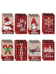 8/4/2 Stück Weihnachtsfeier Geschenkfüllungen Mini Spiralnotizbücher, Schneemann & Weihnachtsmann Muster tragbare Notizbücher, Weihnachtsgeschenkbeutel Füllungen, Weihnachtsstrumpf Füllungen, Weihnachtsdekorationen - Mehrfarbig - Übersicht 14