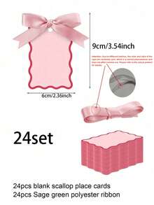 6/24pcs Scallop Shaped Name And Place Cards With Ribbon, DIY Wedding Table Number Cards, Wedding Party Decorations (Pink), Suitable For Weddings, Holiday Parties, Birthdays, Christmas And New Year, Various Celebrations - A - View 16
