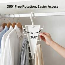 1PC V-Shaped Double Sided Hanging Organizer With 12 Hooks 360 Rotatable Space Saving Storage Solution For Bedroom Closet Kitchen Bathroom Accessories Waterproof Durable Practical Home Organization - White - View 5