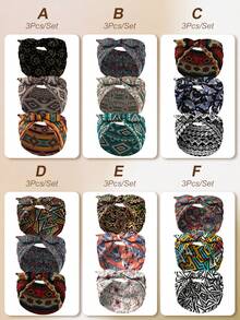 1pc Women's Bohemian Geometric Pattern Printed Bow Knot Casual Headband, Outdoor Yoga Fashion Hair Accessory - Multicolor - View 5