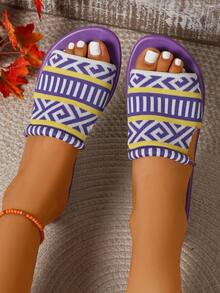Women's Artistic Sandals 2024 New Summer Vintage Versatile Flat Roman Sandals Comfortable - Purple - View 3