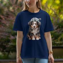 Unisex Graphic T-Shirt Made Of Pure Cotton, Featuring A Chihuahua Puppy Design, Winter Animals, Dogs, For Men And Women, Large Size, Suitable For Larg - Navy Blue - View 2