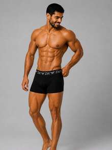 Kit com 3 Cuecas Boxer Lisa em Poliéster Premium Cueca Box Adulto Masculina Conforto e Qualidade - Multicolorido - Visão 9