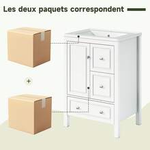 Wall Mounted Vanity Unit White 62x47x90cm - 白色 - 查看 3