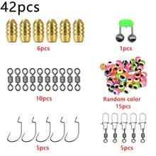 Lure Fishing Accessory Set, Brass Bullet Sinkers, Spring Bells, Barrel Swivels, 3D Fish Eyes, Offset Hooks, Quick Release Swivels, Texas Rig Components, Suitable For Freshwater And Saltwater Fishing - Multicolor - View 12