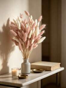 60/120/240pcs Set, Bohemian Style Artificial Flower Bouquet With Colorful Rabbit Tail Grass, Suitable For Home Decor, Wedding Floral Arrangement, Office Space, Cafe Soft Furnishing, Also An Excellent Gift For Valentine's Day And Mother's Day - White Pink - View 2